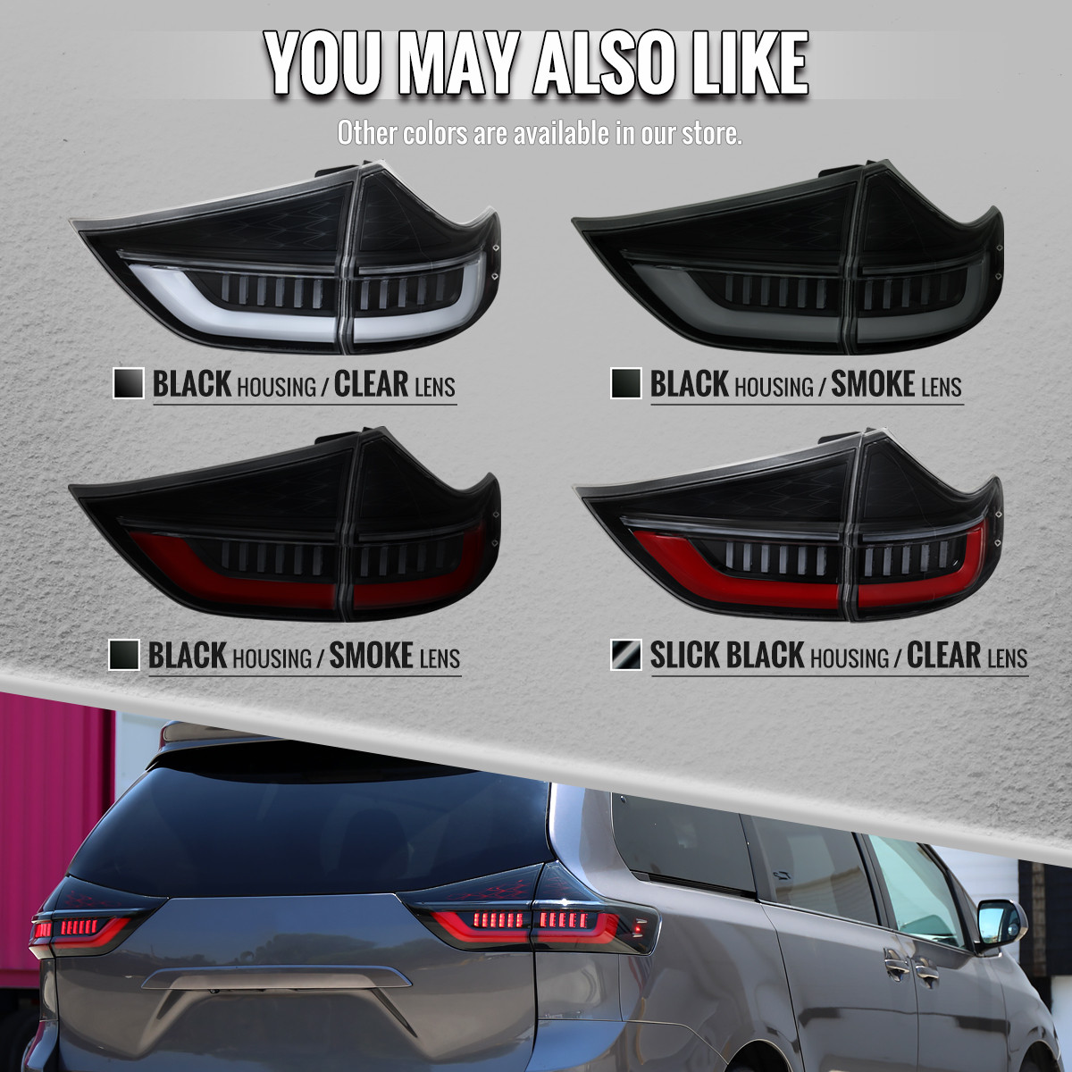 2015-2020 Toyota Sienna Full LED Tail Lights w/ Sequential Turn