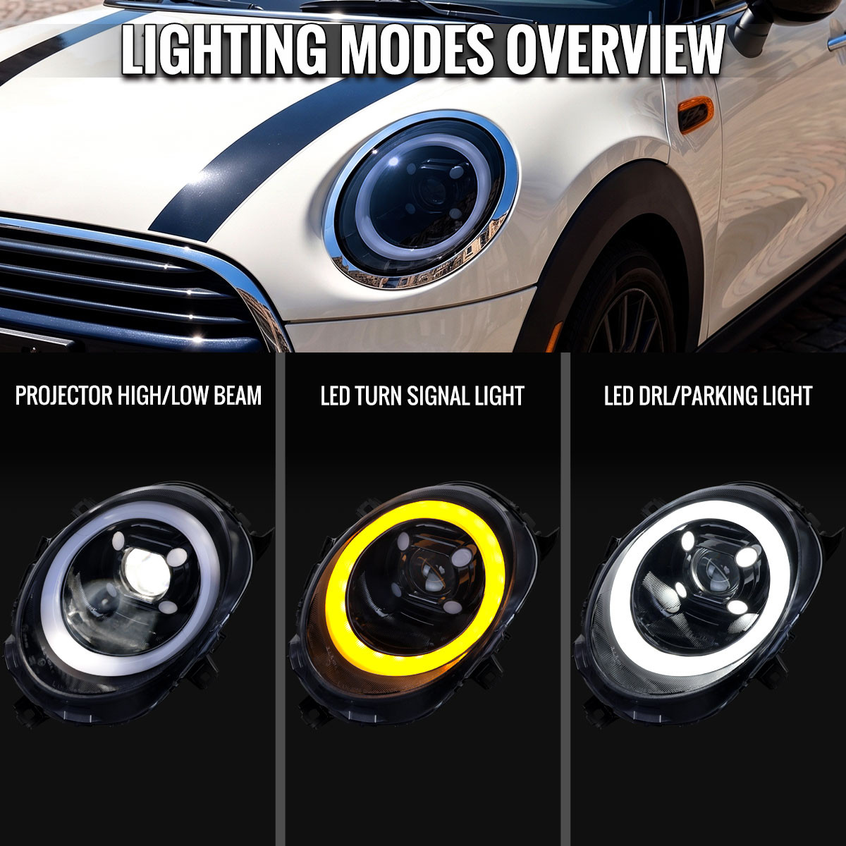 2014-2021 Mini Cooper F55 F56 F57 Projector Headlights Swithback