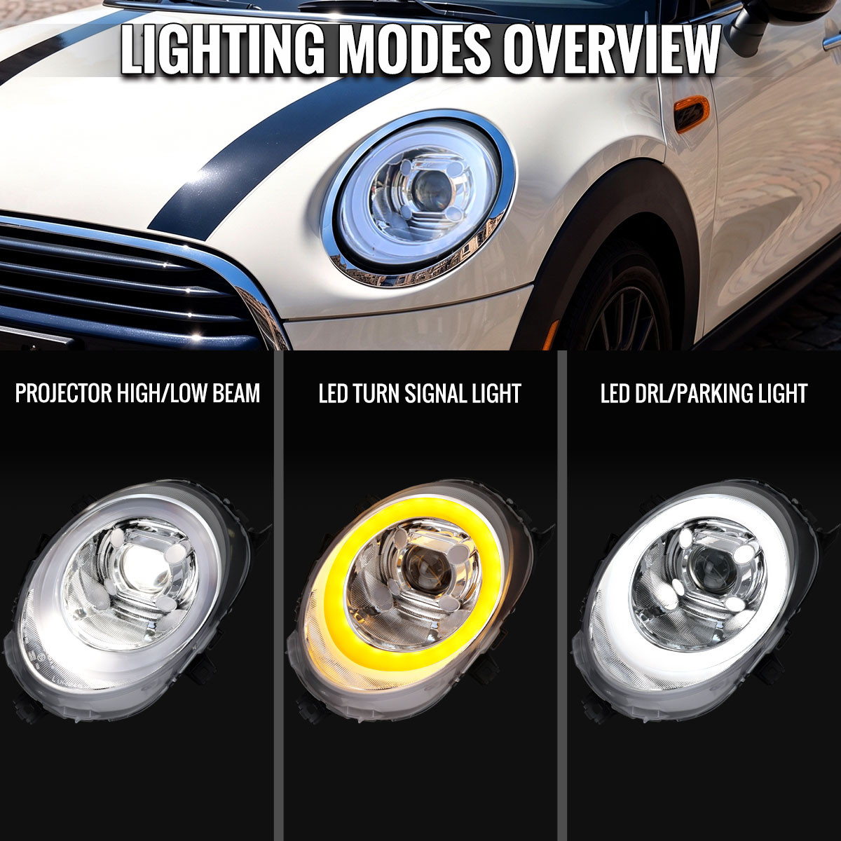 2014-2021 Mini Cooper F55 F56 F57 Projector Headlights Swithback