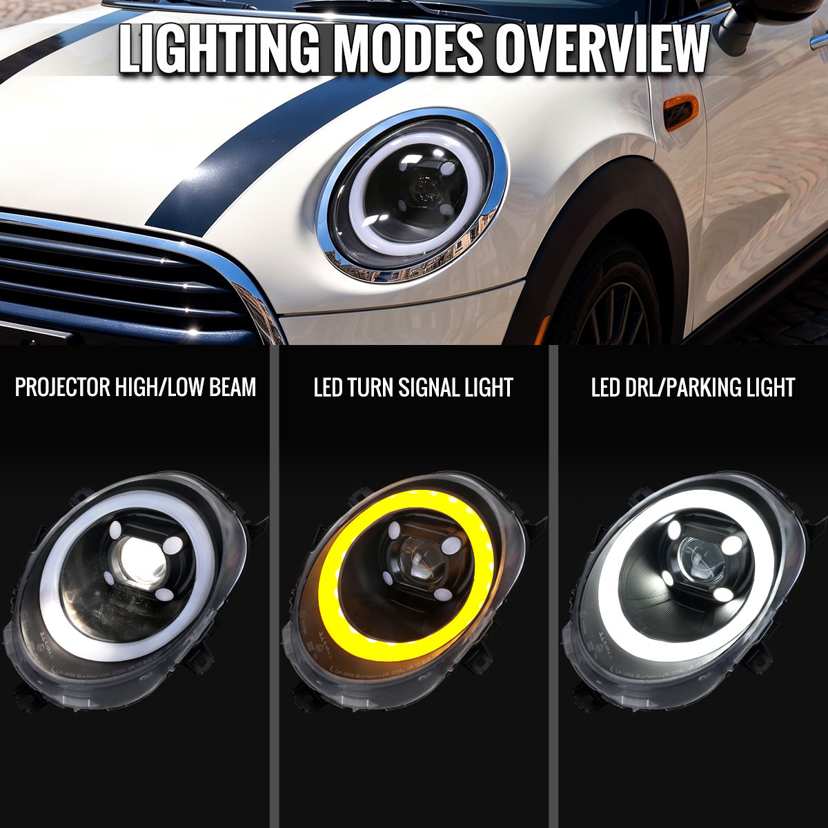2014-2021 Mini Cooper F55 F56 F57 Projector Headlights Swithback