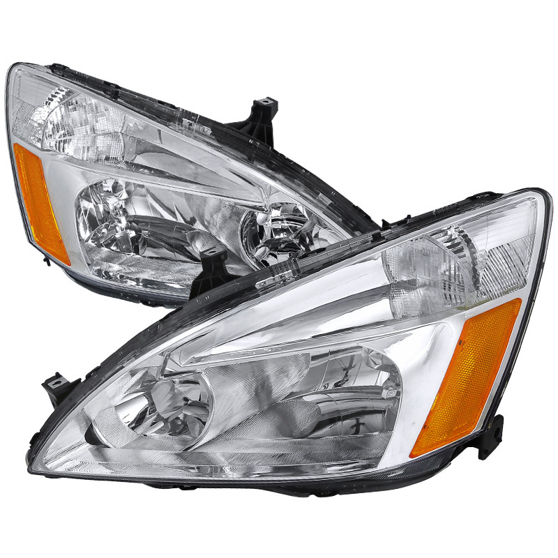 FOR 2003-2007 HONDA ACCORD PAIR CHROME HOUSING AMBER CORNER HEADLIGHT/LAMP SET E - Foto 7