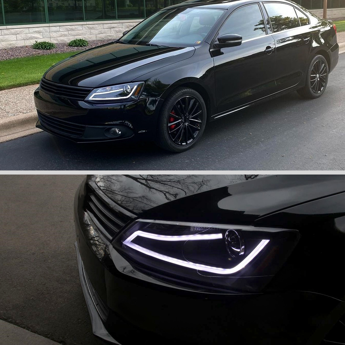 2011-2018 Volkswagen Jetta MK6 LED Bar Projector Headlights (Matte ...