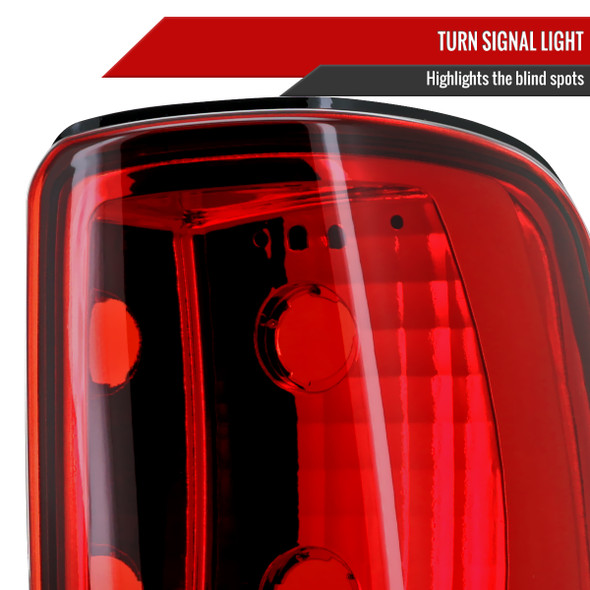 2000-2006 Chevrolet Suburban/Tahoe GMC Yukon/Yukon XL Tail Lights (Chrome Housing/Red Clear Lens)