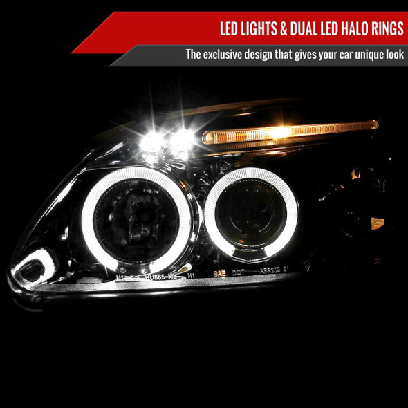 1996-1998 Honda Civic Dual Halo Projector Headlights (Chrome Housing/Clear Lens)