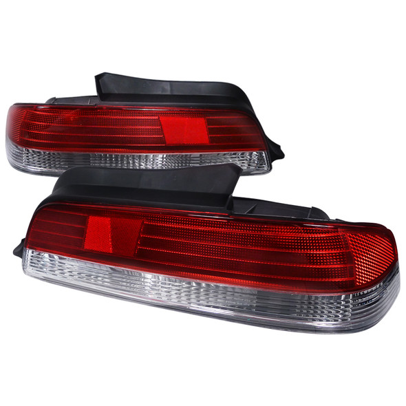 1997-2001 Honda Prelude Tail Lights (Chrome Housing/Red Clear Lens)