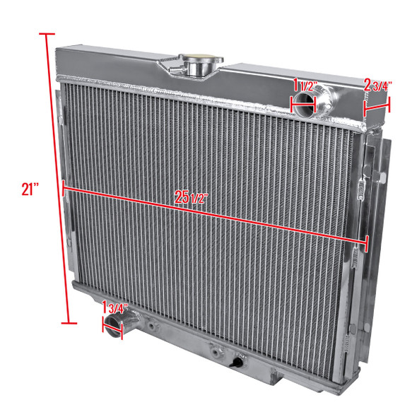 1963-1970 Ford Mustang/Fairlane/Falcon/Galaxie/Torino Mercury Cougar 3-Row  Radiator with Fan Shroud Design - Spec-D Tuning