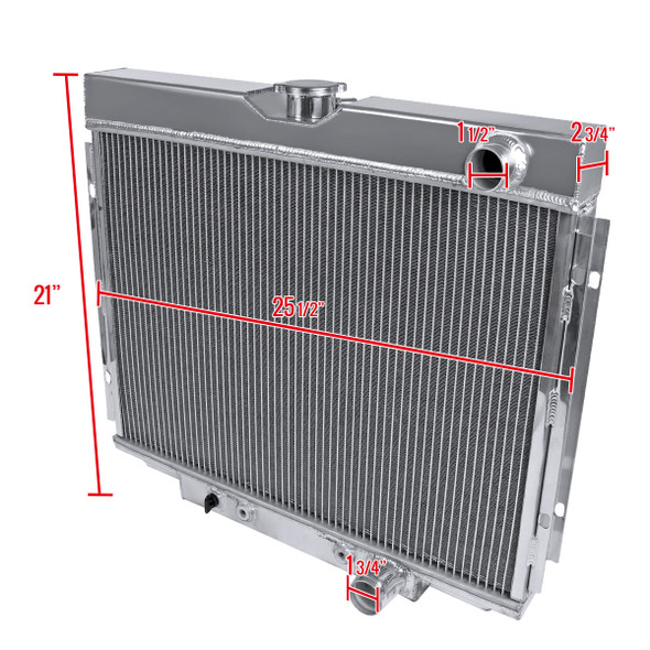 1967-1970 Ford Mustang/Fairlane/Ranchero Mercury Cougar 3-Row Radiator with  Dual Fan Shroud Design - Spec-D Tuning