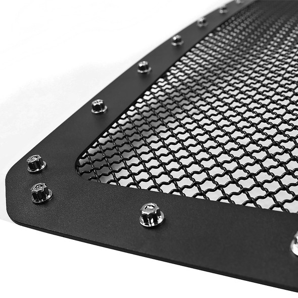 2011-2016 Ford F-250/F-350/F-450/F-550 Rivet Style Black Stainless Steel Mesh Grille Center Insert