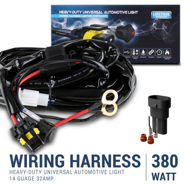 Universal 9' 14 Gauge Fog Lights Wiring Harness Kit w/ 1 Connector, Fuse, On/Off Switch, & Relay