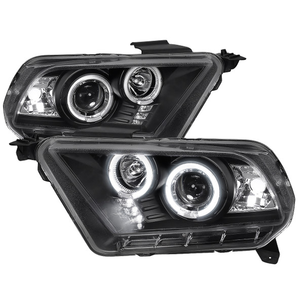 2010-2014 Ford Mustang Dual Halo Projector Headlights (Matte Black Housing/Clear Lens)