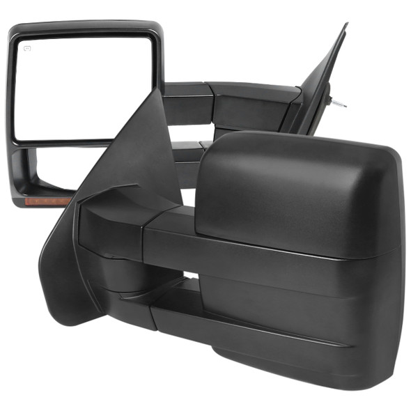 2004-2006 Ford F-150 Pickup Black Power Heated Towwing Mirrors with Amber LED Signal Lights