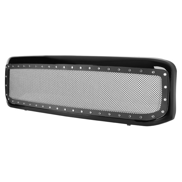 1999-2004 Ford F-250/F-350/Excursion Black ABS Rivet Style Grille w/ Stainless Steel Mesh