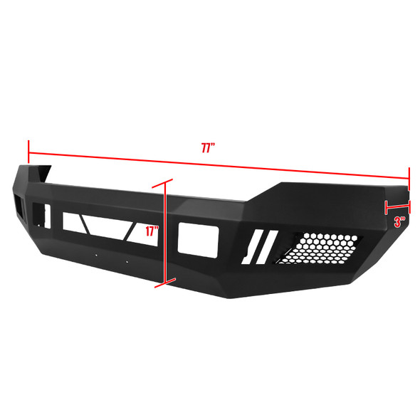 2011-2016 Ford F-150/F-250 Black Heavy Duty Steel Front Bumper w/ LED Light Ports