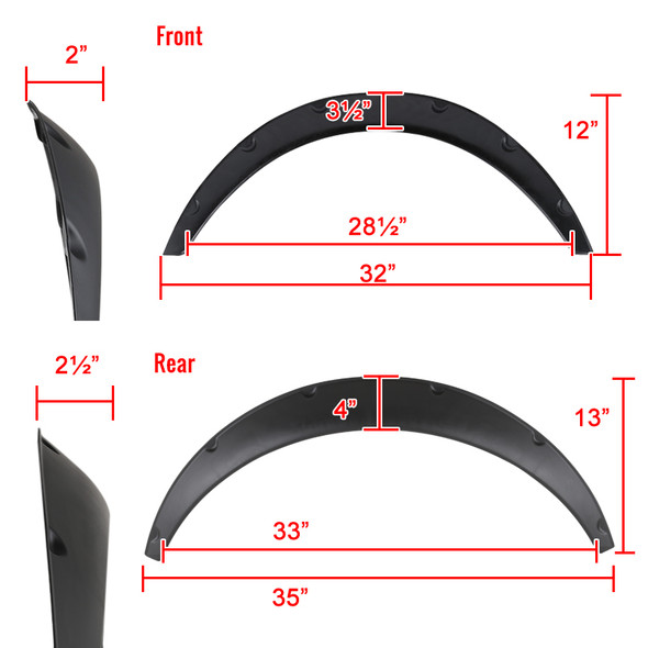 Universal 4PC Set Extra Wide Body Wheel Fender Flares