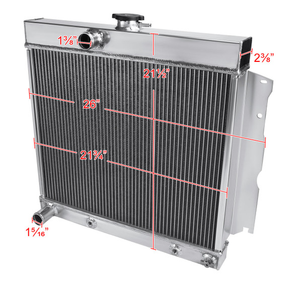 1963-1969 Dodge Dart/Charger/Coronet Plymouth Satellite/Belvedere/Savoy Aluminum 3-Row Performance Radiator