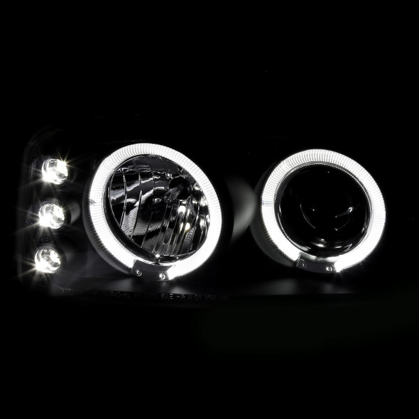 1999-2006 GMC Sierra/Yukon XL/SLT Dual Halo Projector Headlights & Bumper Lights (Matte Black Housing/Clear Lens)