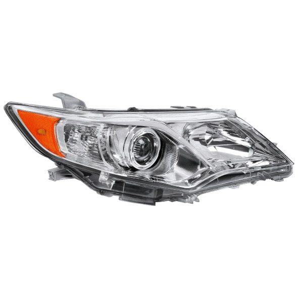 2012-2014 Toyota Camry Projector Headlights w/ Amber Reflectors - Passenger Side Only (Chrome Housing/Clear Lens)