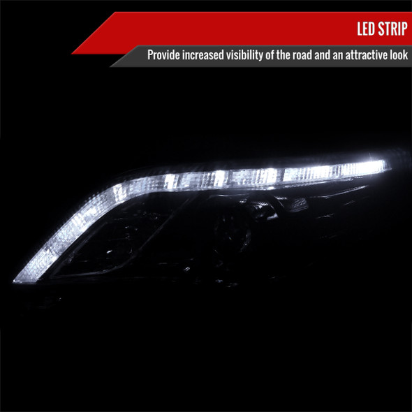 2011-2013 Toyota Corolla Projector Headlights w/ LED Light Strip (Glossy Black Housing/Smoke Lens)