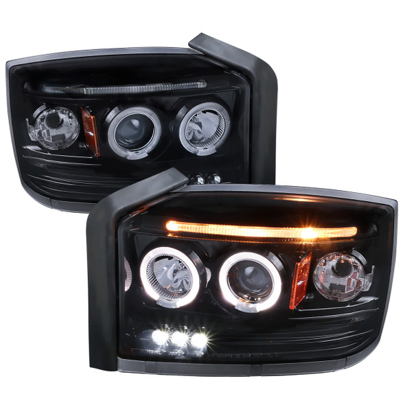 2005-2007 Dodge Dakota Dual Halo Projector Headlights (Matte Black