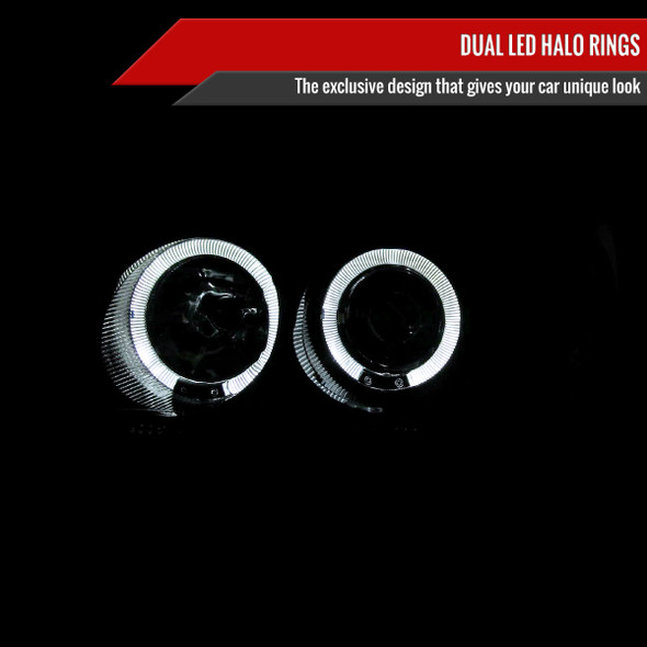 2004-2006 Nissan Sentra Dual Halo Projector Headlights (Glossy Black Housing/Smoke Lens)