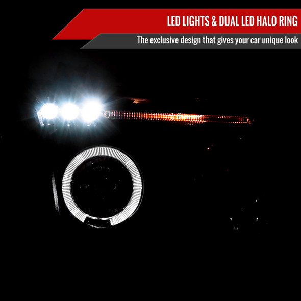 2007-2013 Toyota Tundra/ 2008-2017 Sequoia Single Halo Projector Headlights (Glossy Black Housing/Smoked Lens)
