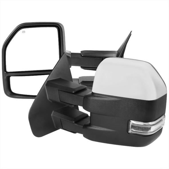 2004-2006 Ford F-150 Chrome Power Adjustable, Heated, & Manual Extendable Towing Mirrors w/ Clear Lens LED Turn Signal Lights