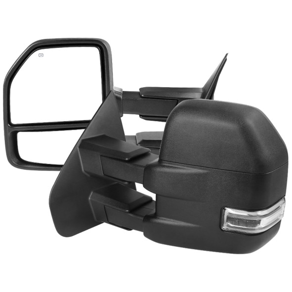 2007-2014 Ford F-150 Power Adjustable, Heated, & Manual Extendable Towing Mirrors w/ Clear Lens LED Turn Signal & Puddle Lights