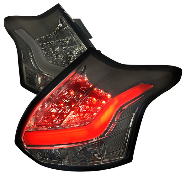 2012-2014 Ford Focus Hatchback LED Tail Lights (Chrome Housing/Smoke Lens)