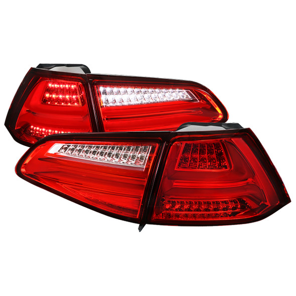 2015-2017 Volkswagen Golf/GTI LED Tail Lights (Chrome Housing/Red Lens)