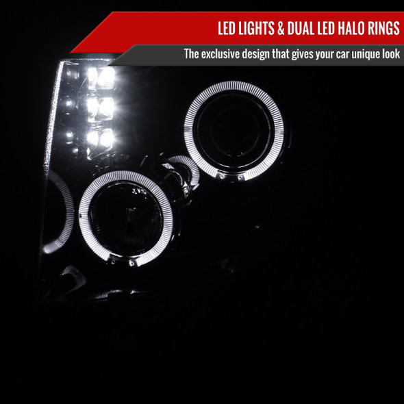 2009-2014 Ford F-150 Dual Halo Projector Headlights (Glossy Black Housing/Smoke Lens)