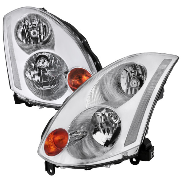 2003-2005 Infiniti G35 Coupe Factory Style Headlights (Chrome Housing/Clear Lens)