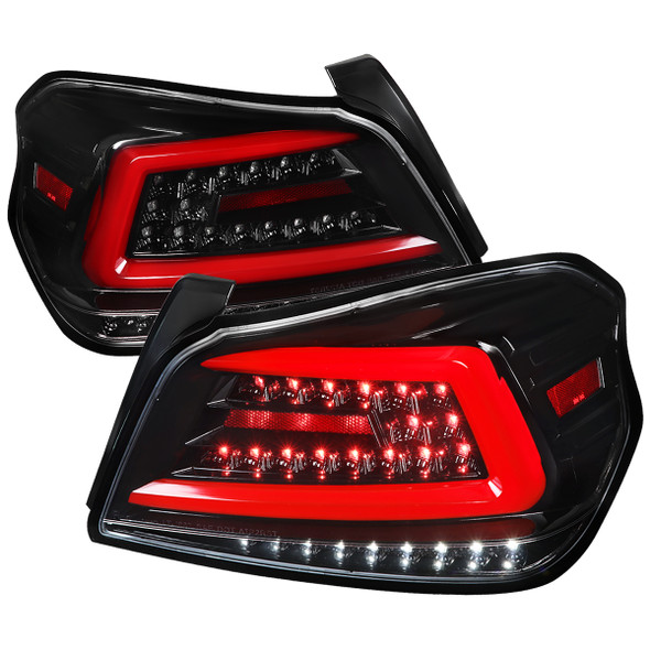 2015-2021 Subaru WRX  Sequential Red Bar LED Tail Lights (Jet Black Housing/Clear Lens)