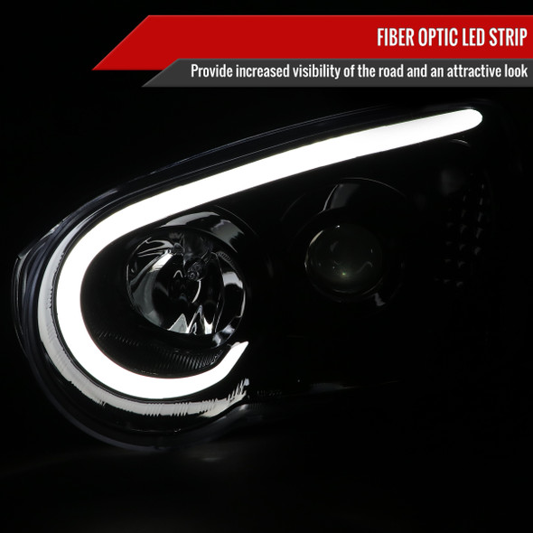 2004-2005 Subaru Impreza WRX STI Outback Projector Headlights w/ LED Light Bar (Glossy Black Housing/Clear Lens)