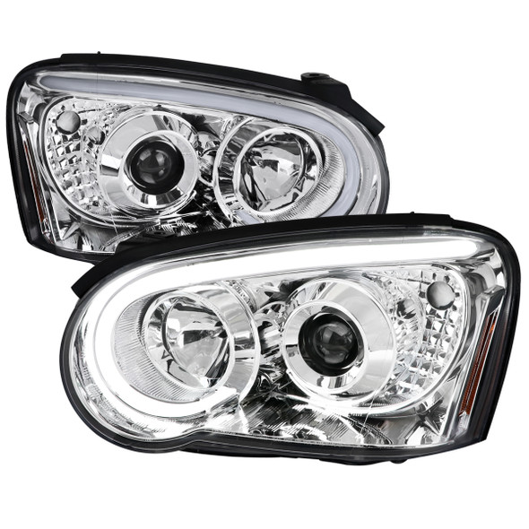 2004-2005 Subaru Impreza WRX STI Outback Projector Headlights w/ LED Light Bar (Chrome Housing/Clear Lens)