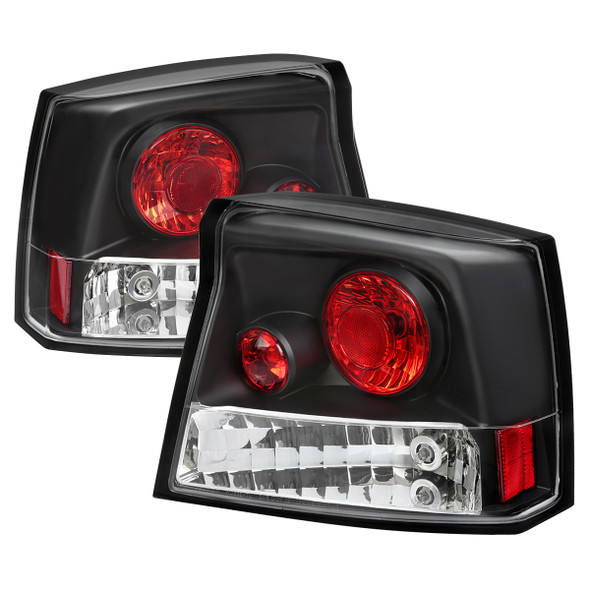 2005-2008 Dodge Charger Tail Lights (Matte Black Housing/Clear Lens)