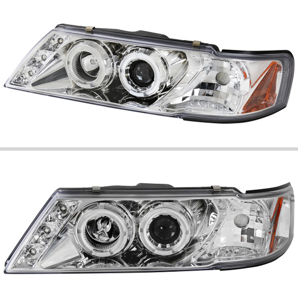 1995-1999 Nissan Sentra/200SX Dual Halo Projector Headlights (Chrome Housing/Clear Lens)