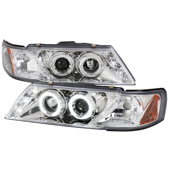 1995-1999 Nissan Sentra/200SX Dual Halo Projector Headlights (Chrome Housing/Clear Lens)