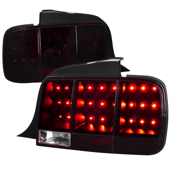 2005-2009 Ford Mustang Sequential LED Tail Lights (Chrome Housing/Red Smoke Lens)