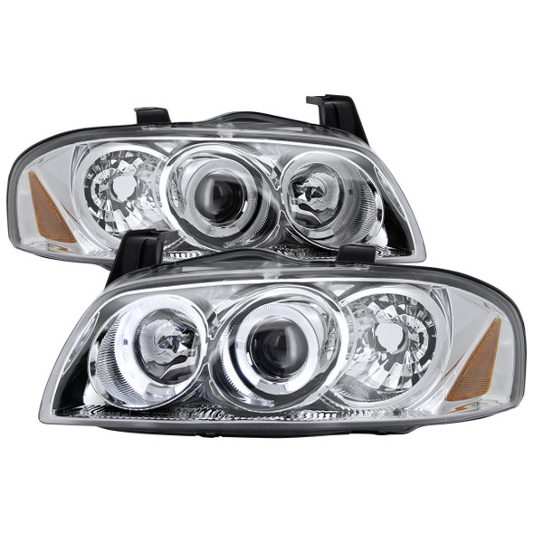 2004-2006 Nissan Sentra Dual Halo Projector Headlights (Chrome Housing/Clear Lens)