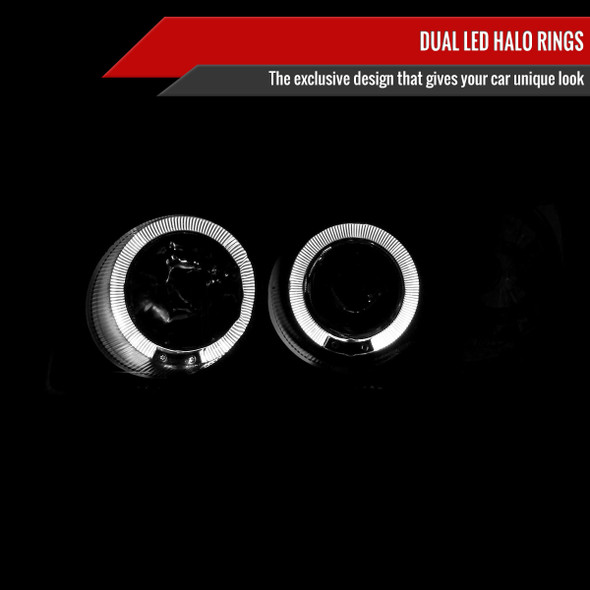 2004-2006 Nissan Sentra Dual Halo Projector Headlights (Matte Black Housing/Clear Lens)