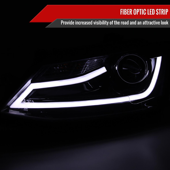 2007-2011 Honda CR-V LED Bar Projector Headlights (Glossy Black