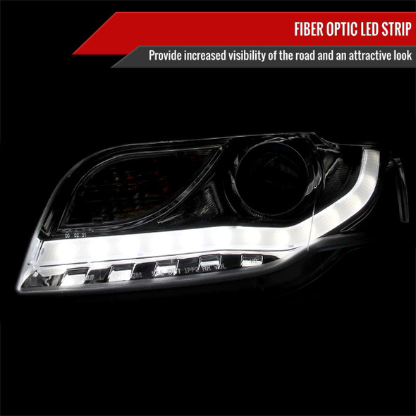 2006-2008 Audi A4 Projector Headlights w/ R8 Style LED Light Bar (Chrome Housing/Clear Lens)