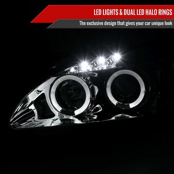 2000-2003 Honda S2000 AP1 Dual Halo Projector Headlights (Chrome Housing/Clear Lens)