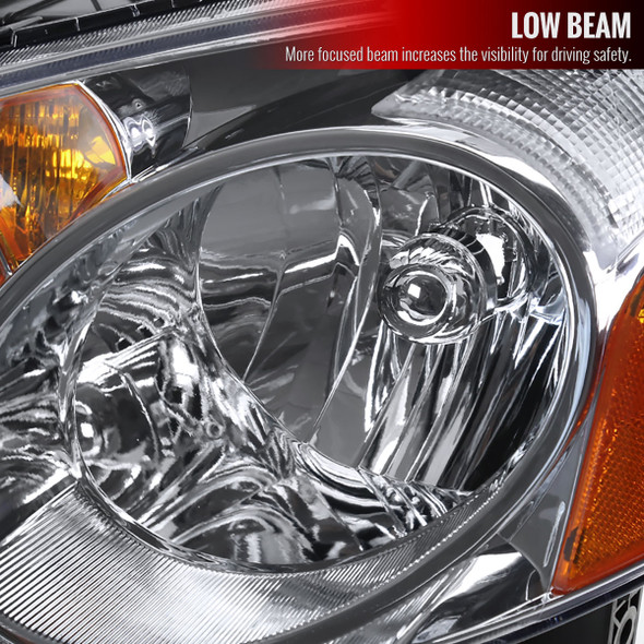 2002-2004 Acura RSX Factory Style Headlights w/ Amber Reflectors (Chrome Housing/Clear Lens)