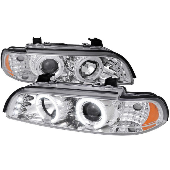 1996-2003 BMW E39 5 Series Dual Halo Projector Headlights (Chrome Housing/Clear Lens)