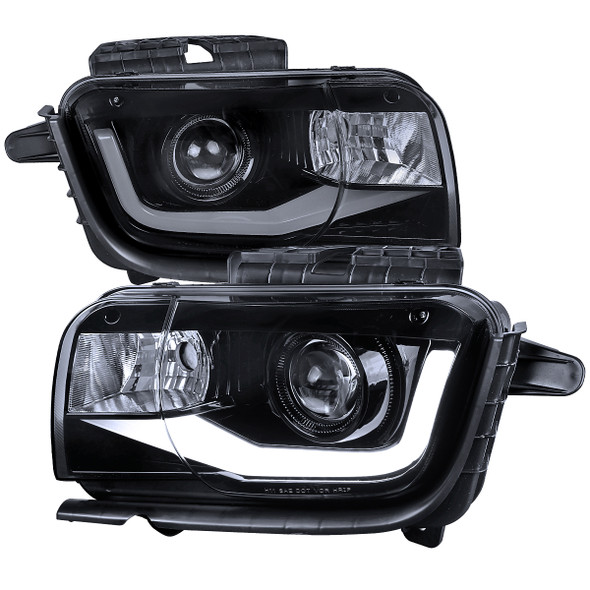 2010-2013 Chevrolet Camaro LED Bar Projector Headlights (Glossy Black Housing/Smoke Lens)