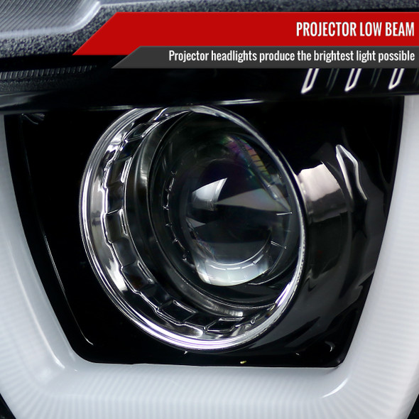 2011-2014 Dodge Charger Dual LED U-Bar Projector Headlights (Jet Black Housing/Clear Lens)