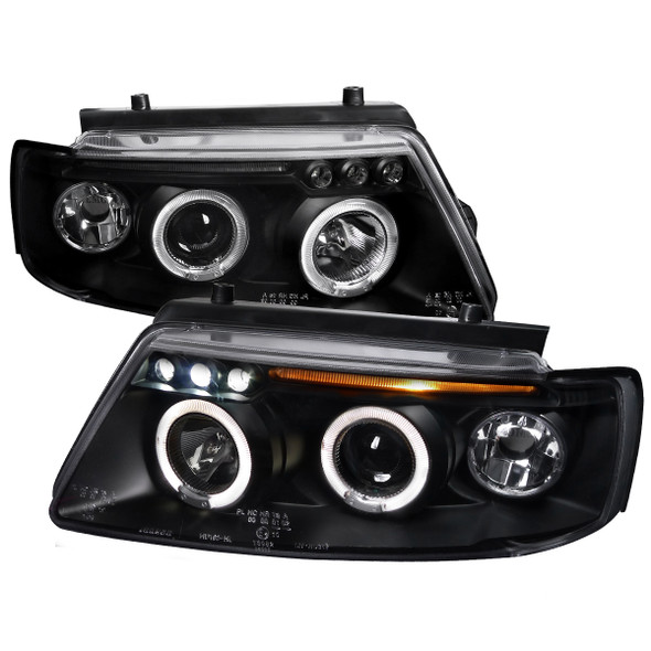 1997-2000 Volkswagen Passat Dual Halo Projector Headlights (Matte Black Housing/Clear Lens)