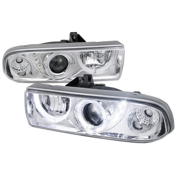 1998-2004 Chevrolet S10 Dual Halo Projector Headlights (Chrome Housing/Clear Lens)