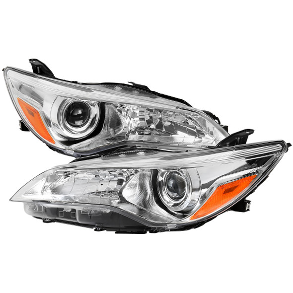2015-2017 Toyota Camry Projector Headlights w/ Amber Reflectors (Chrome Housing/Clear Lens)